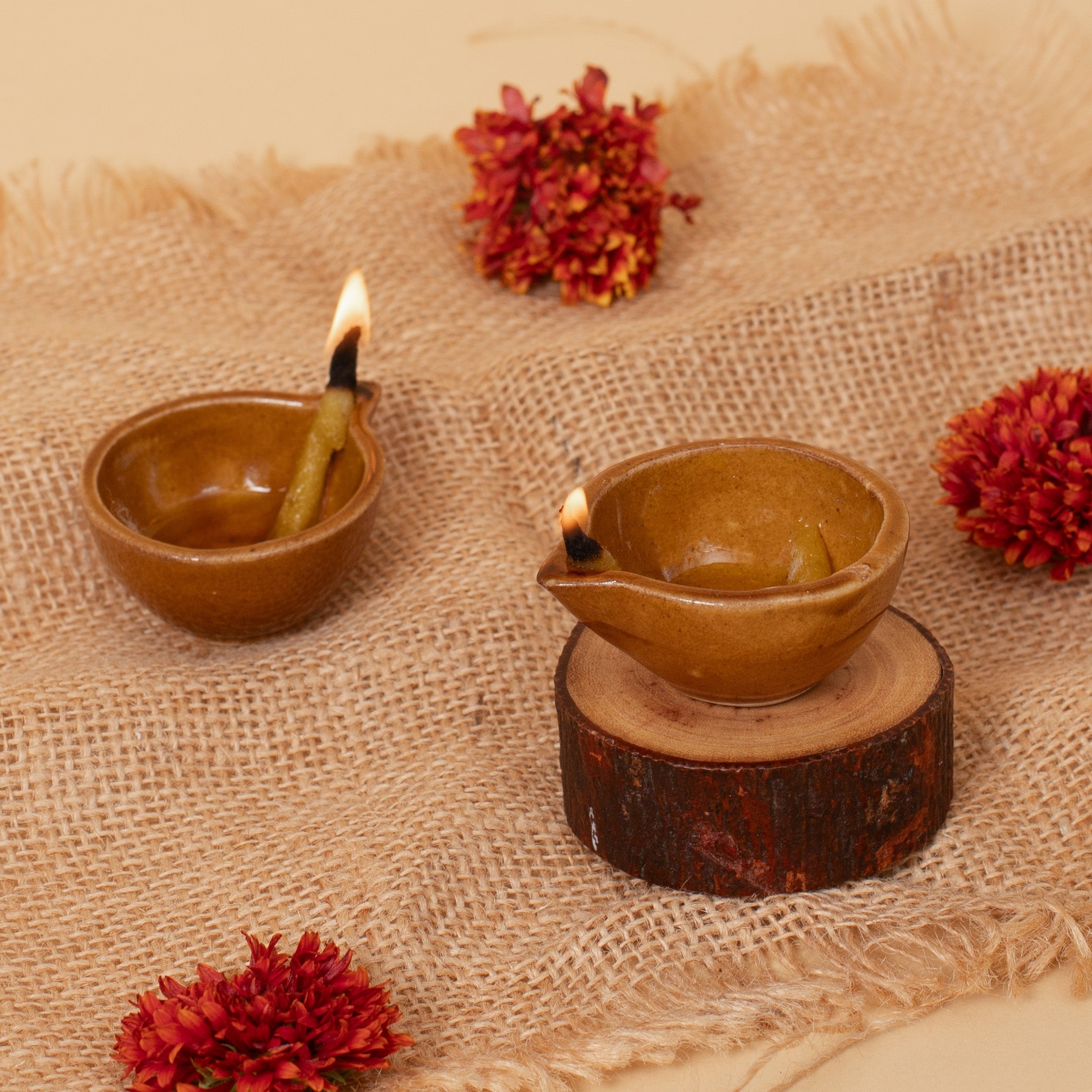 Brown Ceramic Diya